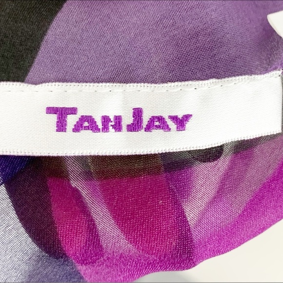 💜Tanjay Abstract Purple&Grey Sheer Chiffon Scarf~Geometric Print, Lightweight💜 - Picture 4 of 6